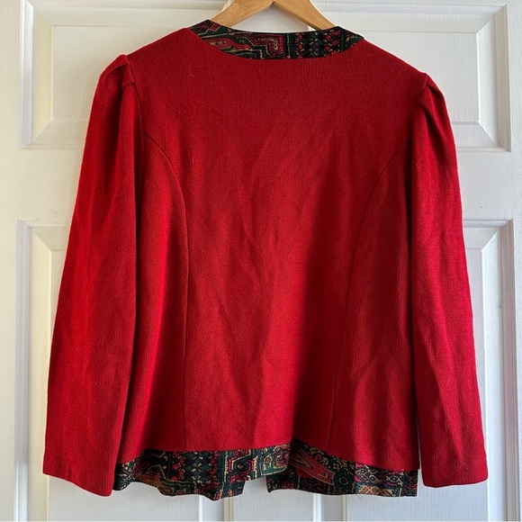 Matthew & David Vintage 90s Red Knit Gold Toned Button Cardigan Sweater Size 10 - Picture 7 of 9